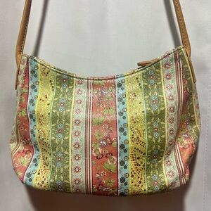 Vintage Fossil Multicolor Floral Striped Shoulder Bag